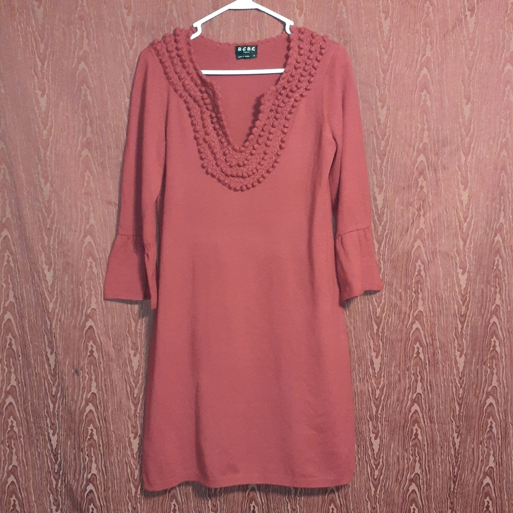 BCBG V-NECK LONG SLEEVE LONG SWEATER DRESS WOMEN'S SIZE M
